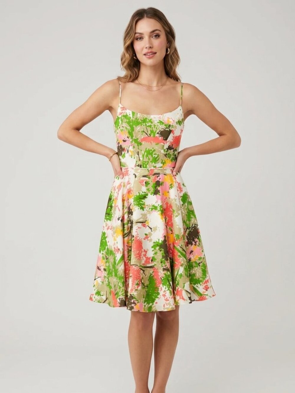 Milly of New York Bridget Birch Tree Silk Dress Size 6 Spaghetti Strap USA Made